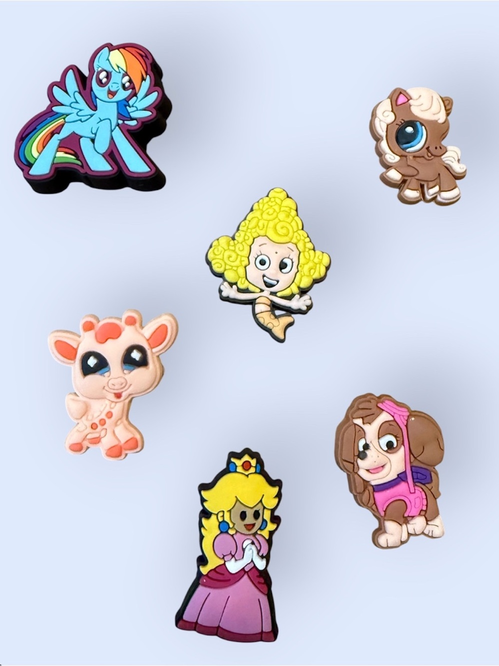 Lot of 6 Jibbitz Shoe Charms for Crocs – Cartoon Themed Characters New